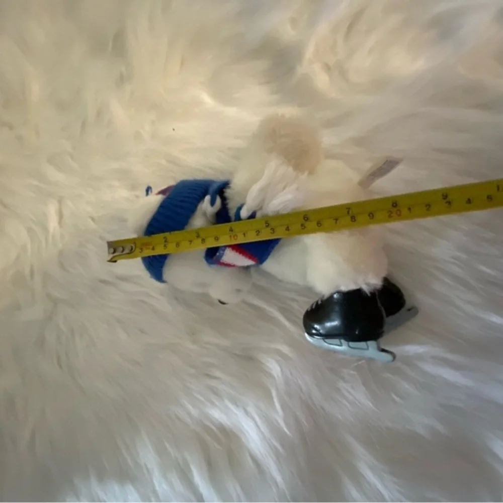Vintage 1988 PTC Prestige Toy White Blue Ice Skating  Plush Holiday Christmas‎